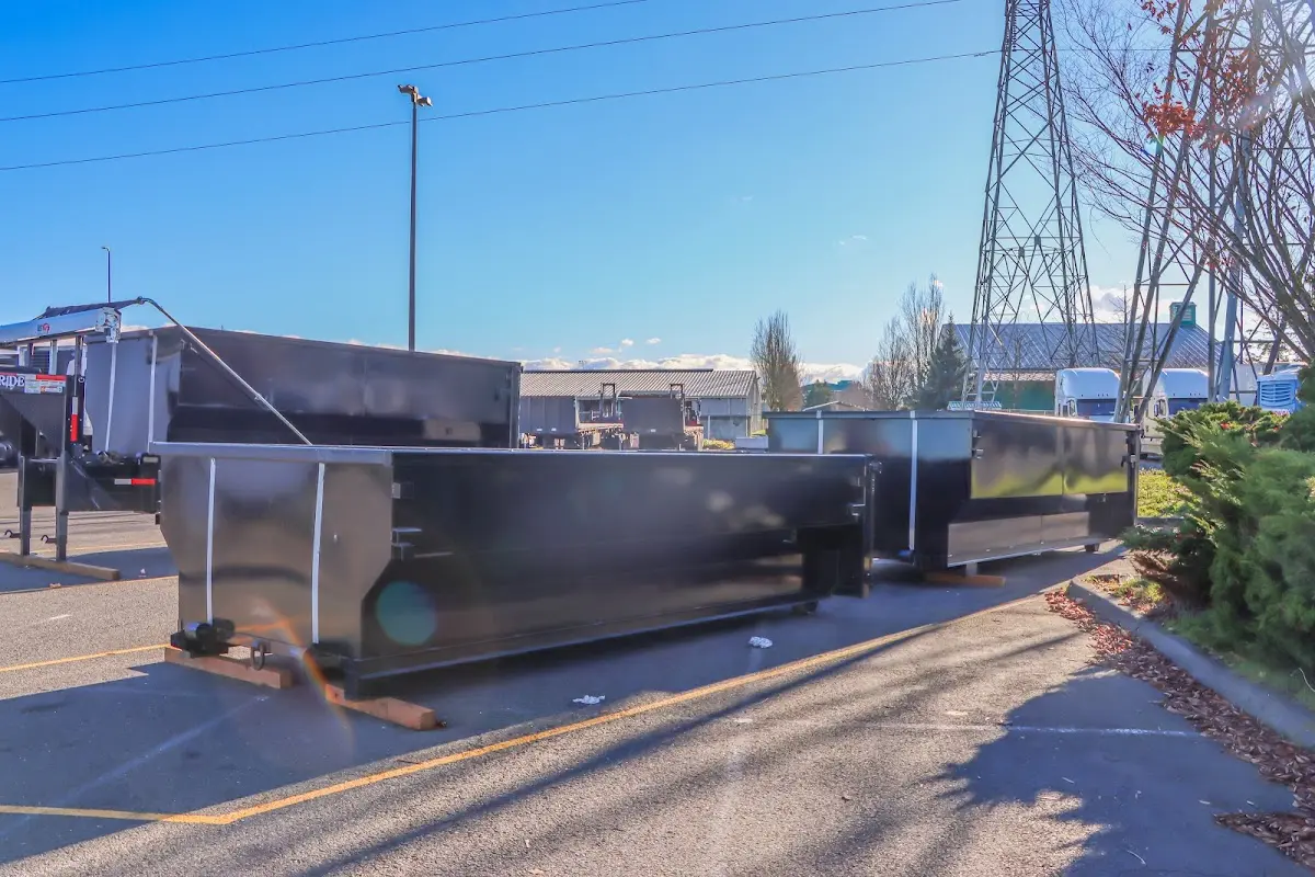 Roll-off dumpster ready for waste disposal at job site for Roll Off Dumpster Rental in Athens